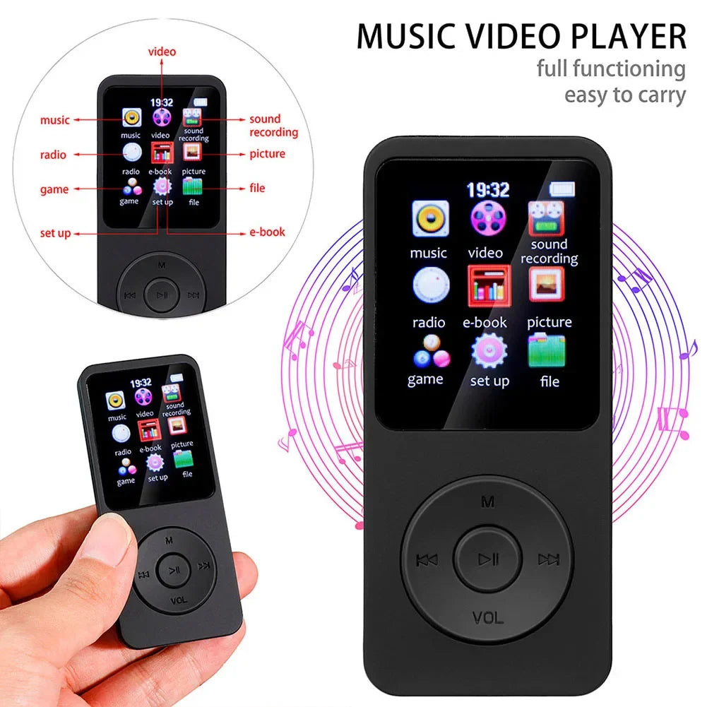 Lecteur MP3 Portable HiFi P3 avec Écran TFT 1,8’’ Bluetooth 5.4 | Haut-parleur intégré | Lecture Vidéo | Radio FM | Enregistreur Vocal | Lecteur E-Book - BLACKBEARD OUTDOOR INDUSTRIES
