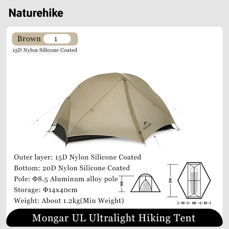 Naturehike Mongar UL Ultralight Camping Tent – Tente de Randonnée 3 Saisons Imperméable Double Couches - BLACKBEARD OUTDOOR INDUSTRIES
