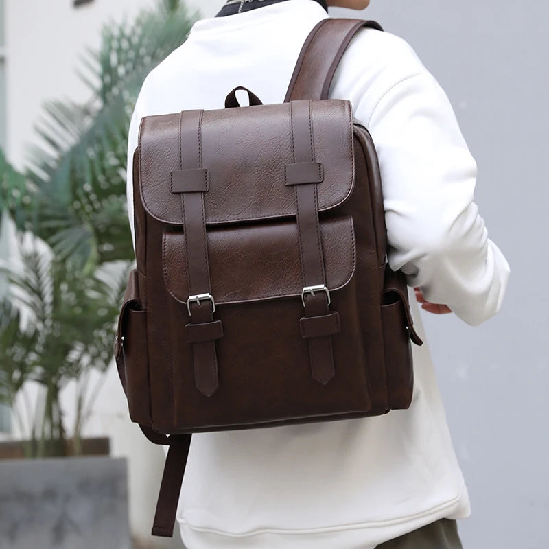 Sac à Dos Homme en Cuir PU – Élégant & Fonctionnel | Ordinateur Portable & École | 20–35L - BLACKBEARD OUTDOOR INDUSTRIES