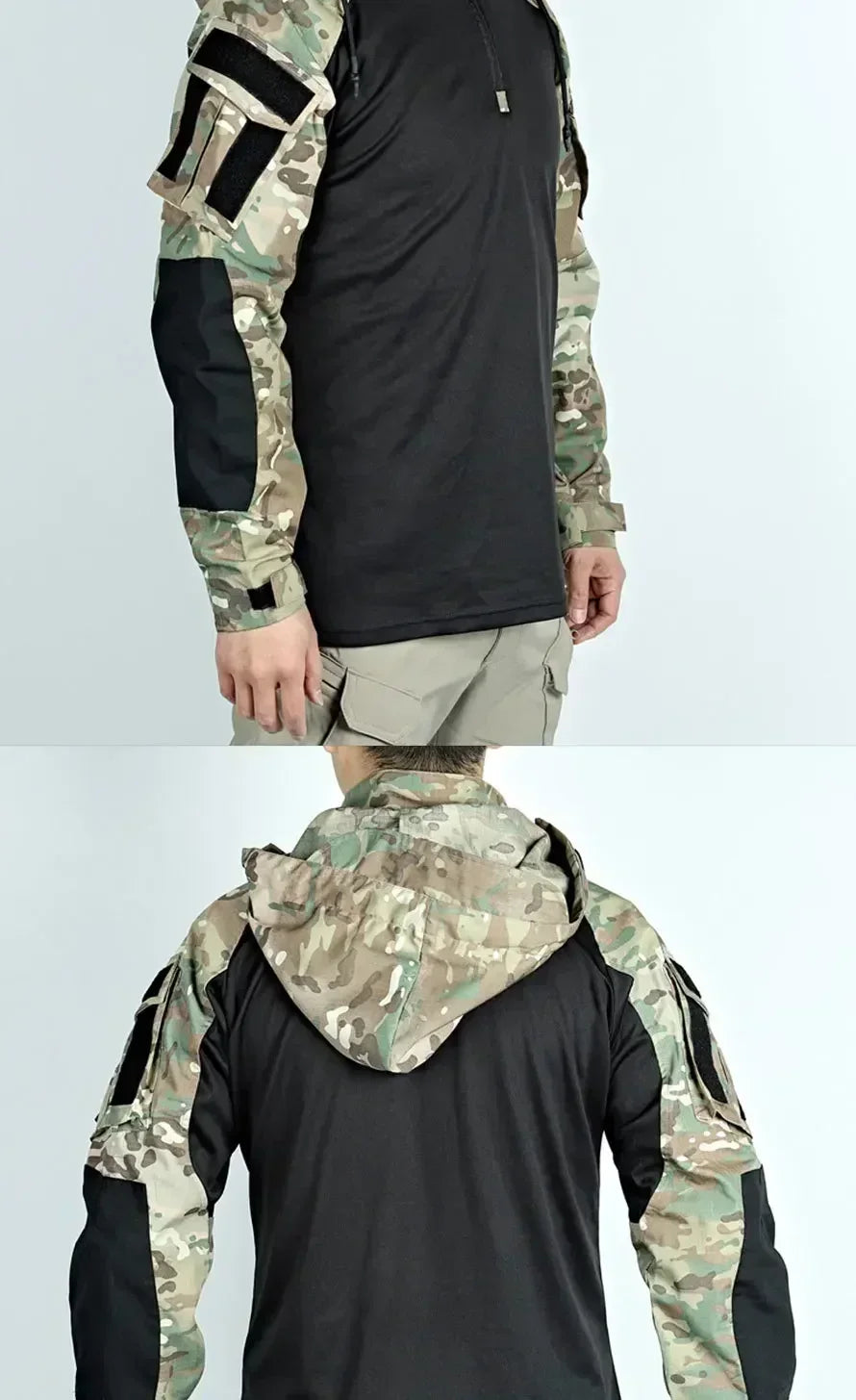 Chemise tactique unisexe manches longues – T-shirt respirant à capuche camouflage pour chasse, entraînement et paintball - BLACKBEARD OUTDOOR INDUSTRIES