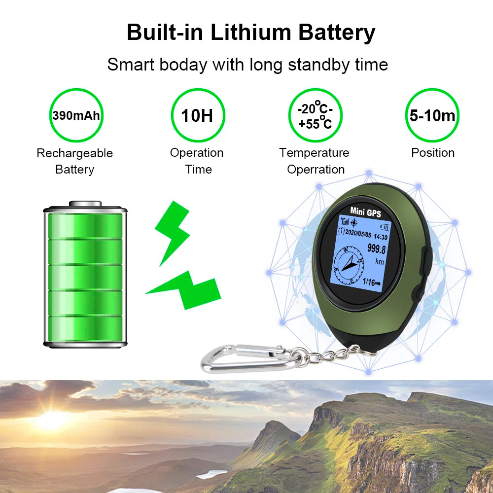 Mini GPS Portable de Haute Précision - boussole , Altimètre, Localisateur, Navigateur pour Sports de Plein Air, Voyage et Randonnée - BLACKBEARD OUTDOOR INDUSTRIES