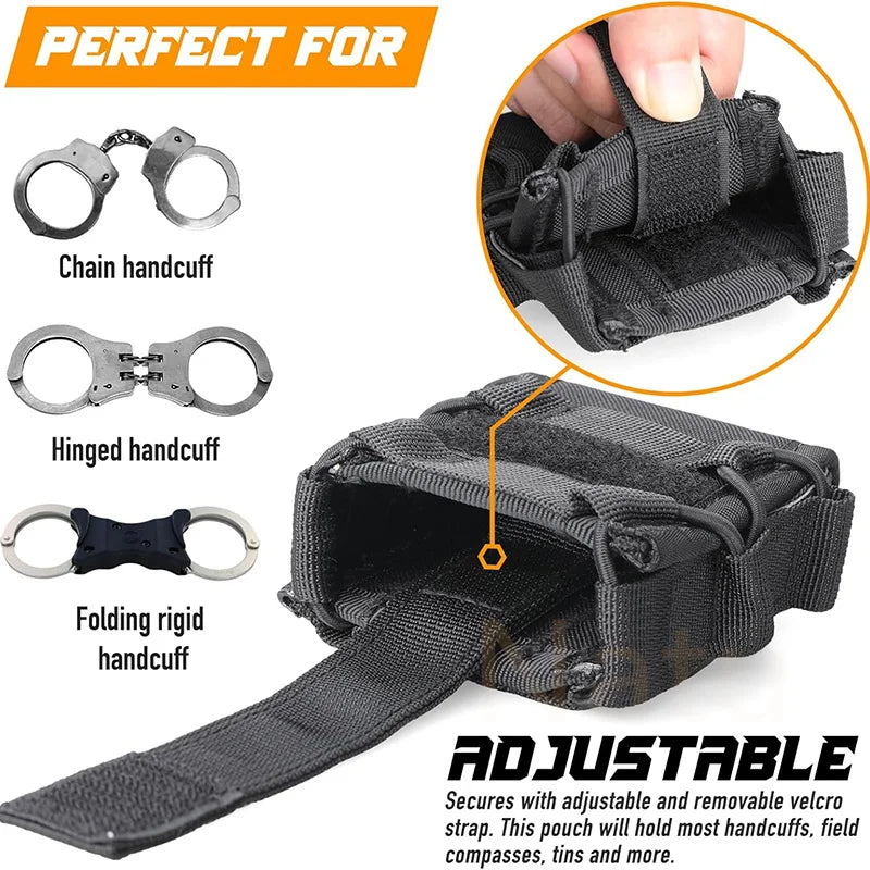 Étui Tactique MOLLE pour Menottes – Pochette de Ceinture pour Menottes Asp, à Charnière, à Chaîne et Rigides – Accessoire de Police, Chasse et Activités Extérieures BLACKBEARD OUTDOOR INDUSTRIES