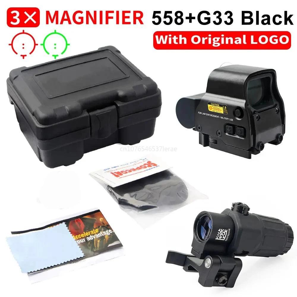 Viseur Holographique 558 avec Magnificateur G33/G43 3X ou G45 5X – Lunette Tactique pour Rail 20 mm – Airsoft, Chasse, Tir Ma boutique
