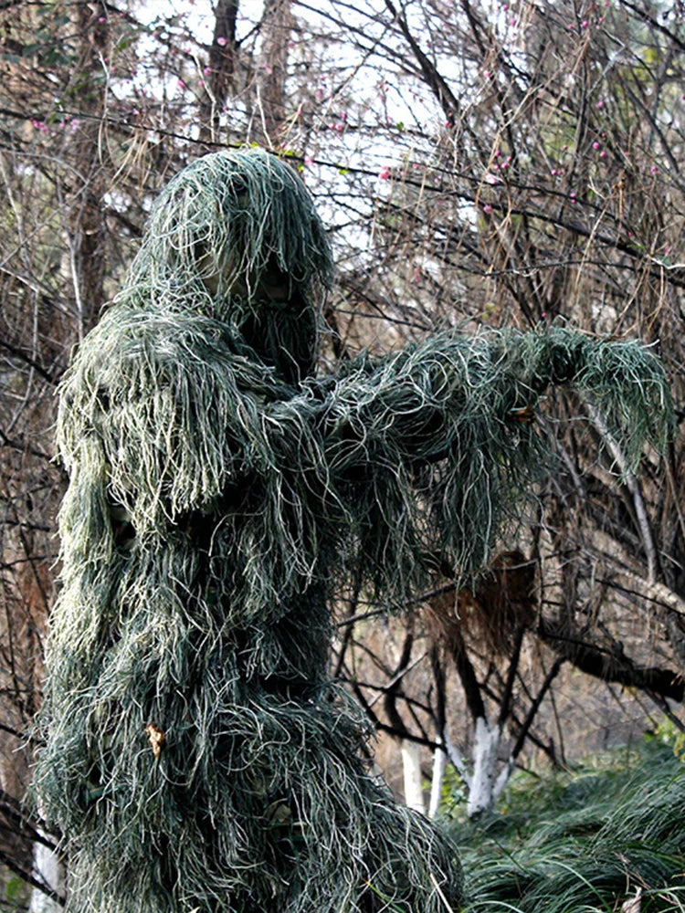Ensemble 5 pièces Ghillie Suit Camouflage Woodland – Veste, Pantalon, Capuche, Housse de Fusil et Sac de Transport - BLACKBEARD OUTDOOR INDUSTRIES