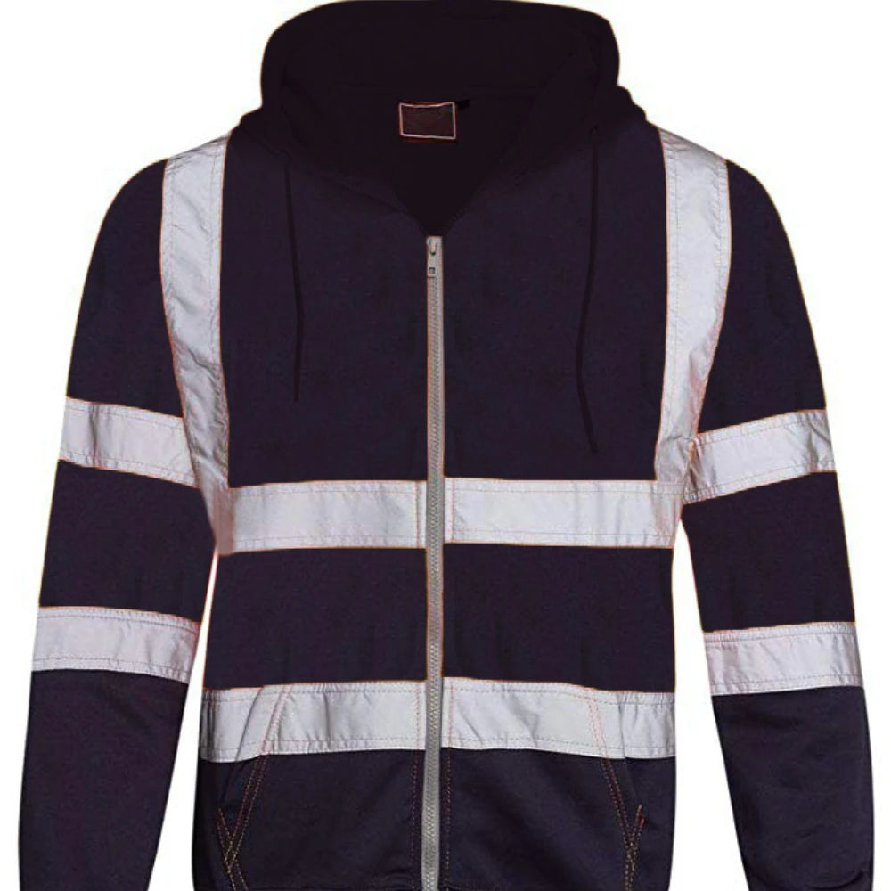 Sweat à Capuche Réfléchissant Haute Visibilité - Vêtement de Travail de Protection, Coloris Bloc, Fermeture Éclair - BLACKBEARD OUTDOOR INDUSTRIES