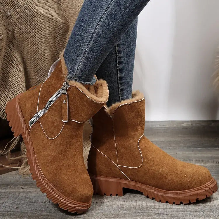 Bottes d'Hiver Femme 2024 - Bottes de Neige à Fourrure, Mi-Mollet, Imperméables et Chaudes, Bottes de Randonnée Extérieures pour Femme - BLACKBEARD OUTDOOR INDUSTRIES