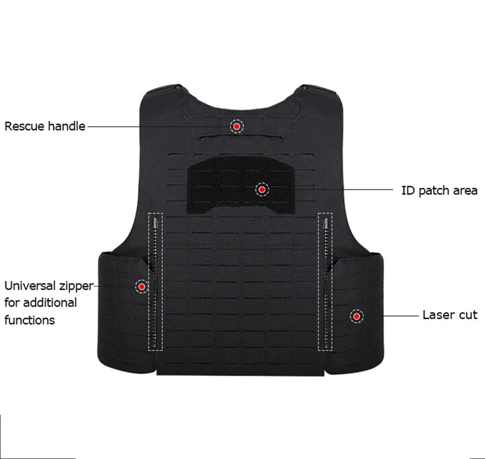 Gilet Tactique YAKEDA en Nylon – Gilet de Chasse avec Libération Rapide et Système PALS Découpé au Laser, Dos Extensible et Résistant à l'Usure BLACKBEARD OUTDOOR INDUSTRIES