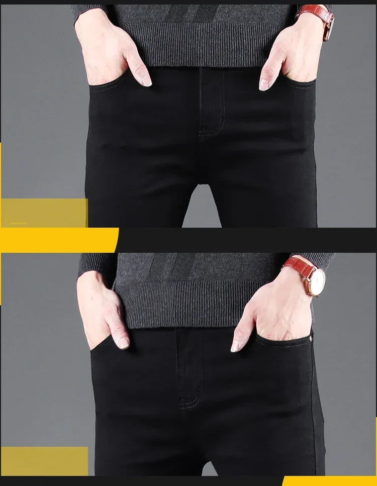 Jeans Slim Pure Black pour Homme - Élasticité, Coupe Droite, Mode Décontractée BLACKBEARD OUTDOOR INDUSTRIES