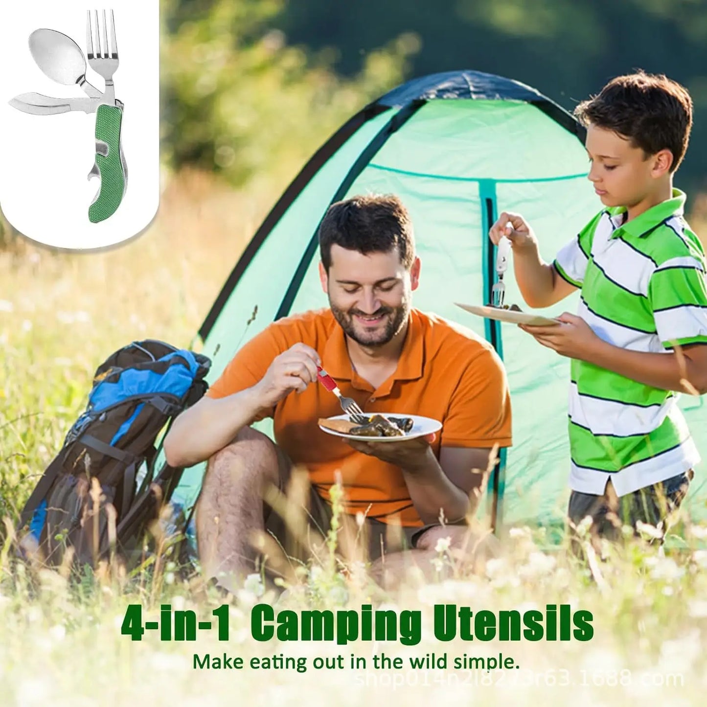 Kit de Vaisselle Multifonction 7 en 1 en Acier Inoxydable – Outils de Survie Pliable pour Camping et Pique-Nique - BLACKBEARD OUTDOOR INDUSTRIES