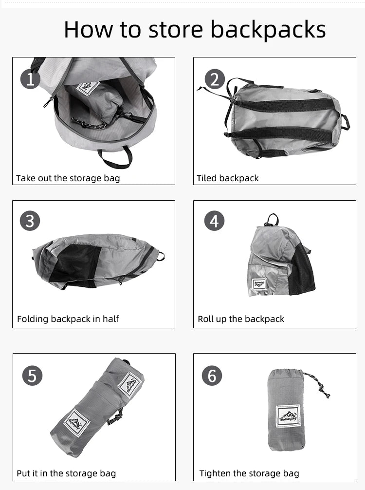 Sac à Dos Pliable 18L Ultra-Léger – Sac de Voyage, Randonnée, Cyclisme et Escalade - BLACKBEARD OUTDOOR INDUSTRIES