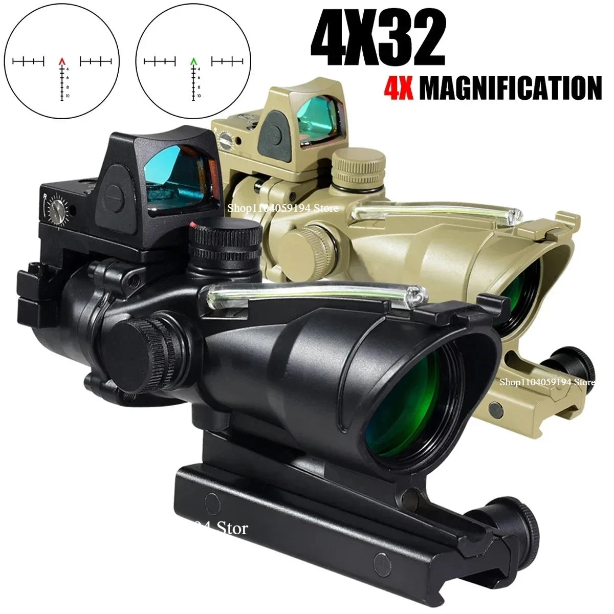 Lunette de Visée 4x32 Red Dot avec Fibre Optique - BLACKBEARD OUTDOOR INDUSTRIES