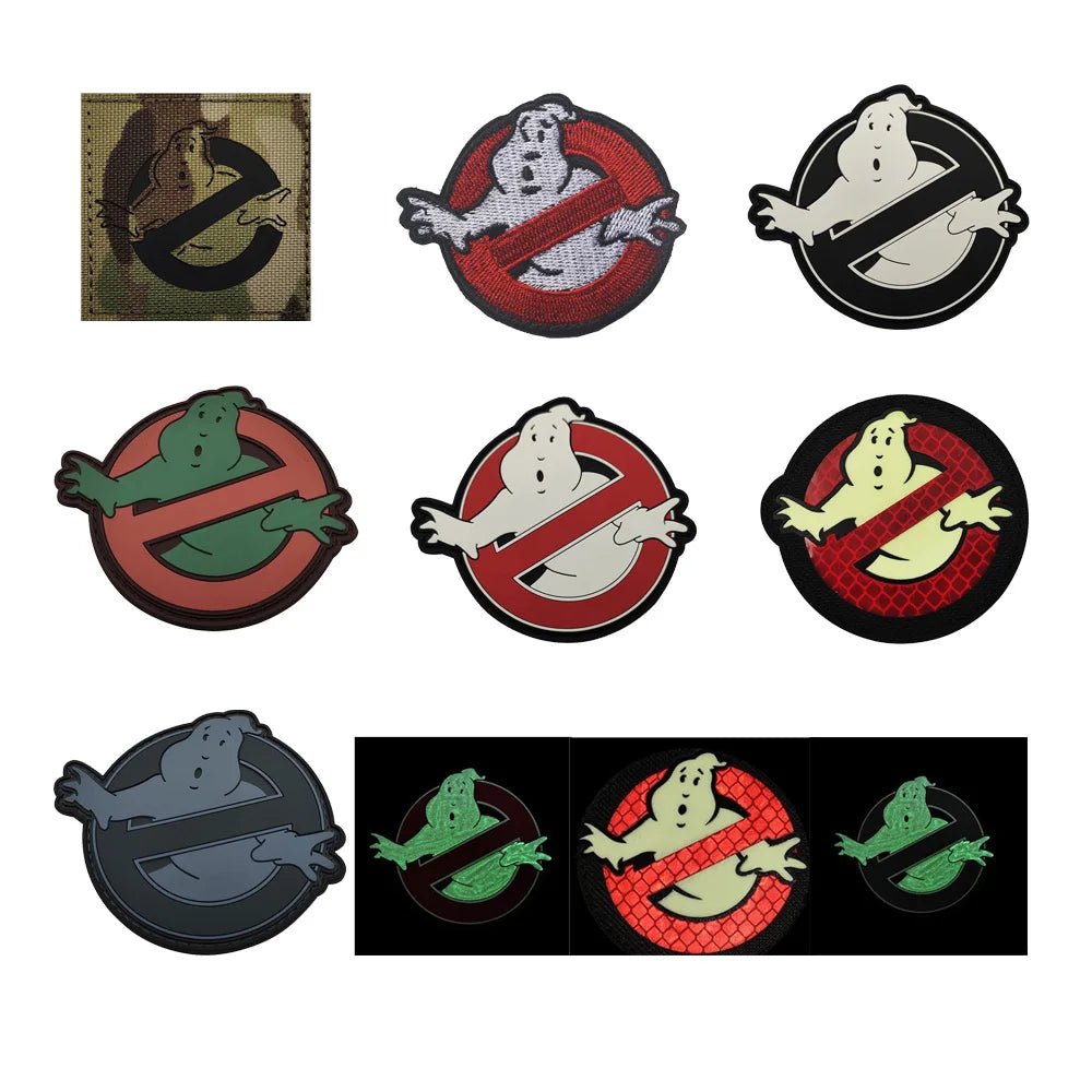 Patch Ghostbuster Rouge Équipe Anti-Fantôme – Broderie Tactique Phosphorescente avec Scratch - BLACKBEARD OUTDOOR INDUSTRIES