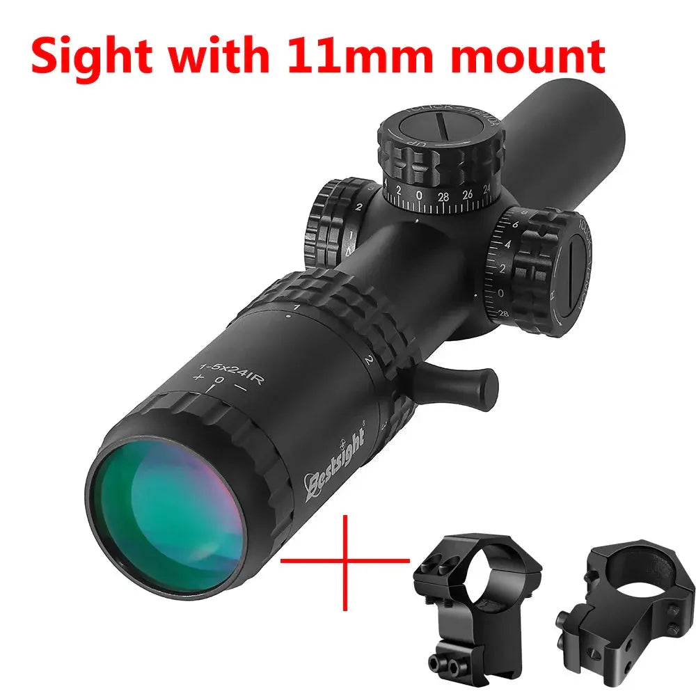Lunette de Tir Tactique 1-5x24 avec Réticule Illuminé Rouge et Vert – Compacte pour AR15 Ma boutique