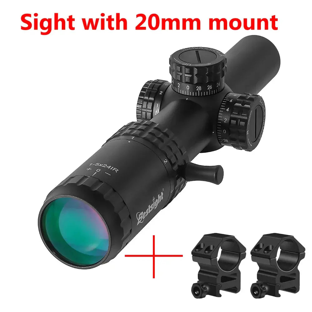 Lunette de Tir Tactique 1-5x24 avec Réticule Illuminé Rouge et Vert – Compacte pour AR15 Ma boutique
