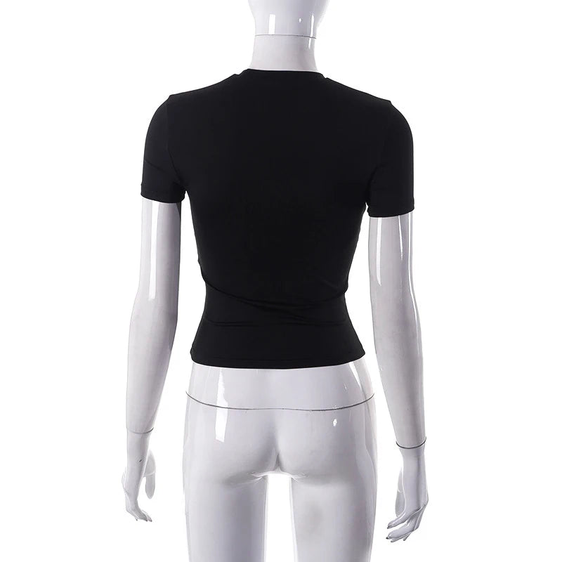 T-Shirt Court Femme Été 2025 | Col Montant – Uni, Extensible & Doux | Haut Basique Mode Casual - BLACKBEARD OUTDOOR INDUSTRIES