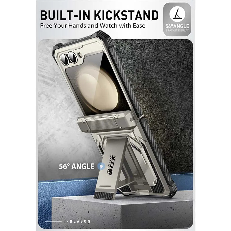 I-BLASON For Samsung Galaxy Z Flip 7 FE/6/5 Case Armorbox Full-Body Military Protection Phone Case with Screen Protector & Stand BLACKBEARD OUTDOOR INDUSTRIES