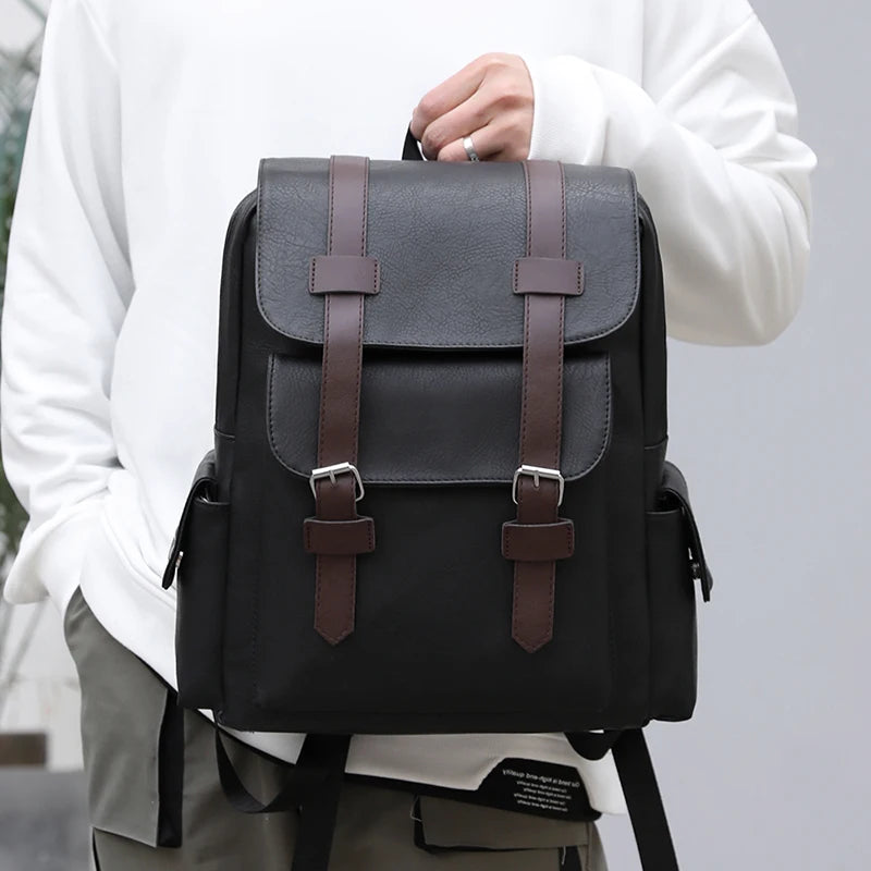 Sac à Dos Homme en Cuir PU – Élégant & Fonctionnel | Ordinateur Portable & École | 20–35L - BLACKBEARD OUTDOOR INDUSTRIES