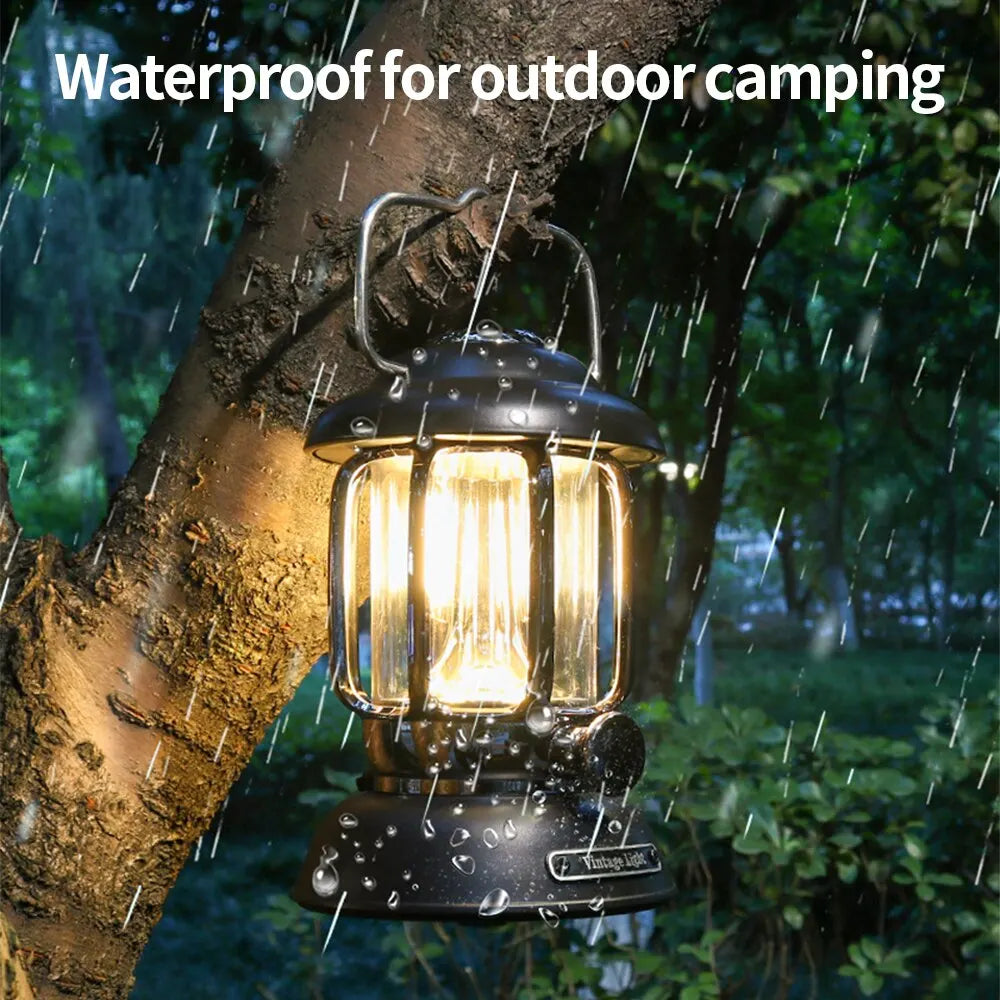 Lanterne de Camping Portable USB Rechargeable – Lampe LED Rétro Étanche pour Pêche, Randonnée, Tente, Lumière d'Urgence - BLACKBEARD OUTDOOR INDUSTRIES