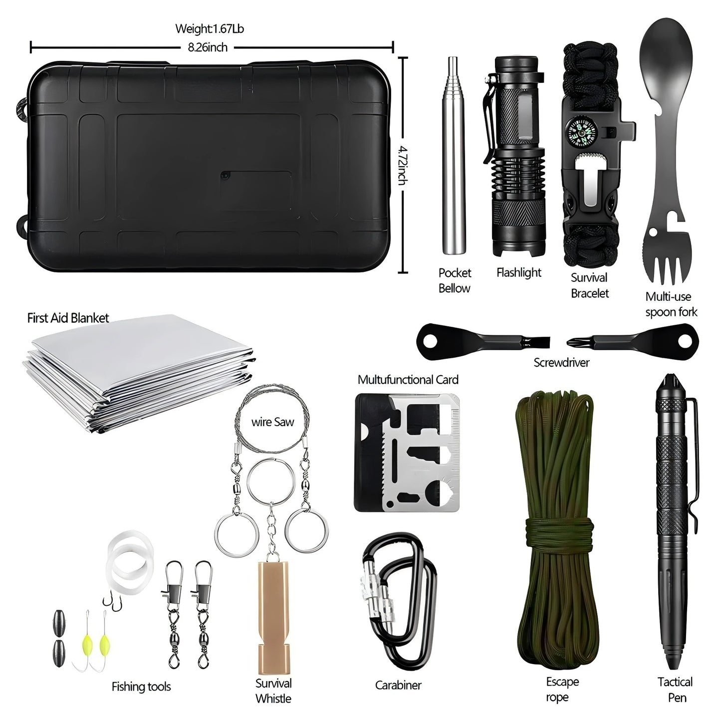 Kit de Survie d’Urgence Professionnel – Équipement Multifonctionnel Tactique pour Camping, Défense et Premiers Secours - BLACKBEARD OUTDOOR INDUSTRIES