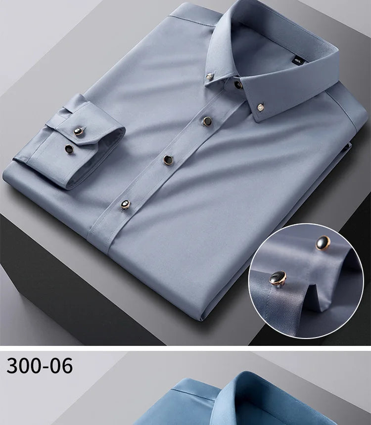 Chemise Homme de Qualité, Manches Longues, Élastique, Confortable et Anti-Retouche – Chemise Business Slim Fit Coréenne BLACKBEARD OUTDOOR INDUSTRIES