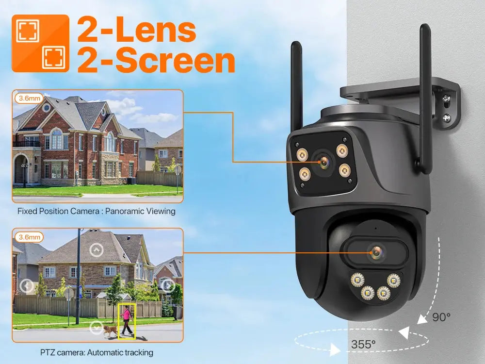 Caméra de Surveillance 4K 8MP PTZ WiFi Double Objectif | Vision Nocturne Couleur | Détection Humaine | Audio Bidirectionnel | iCSee Ma boutique