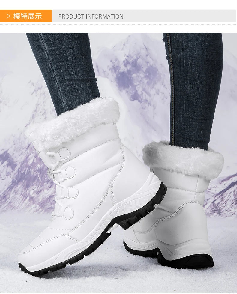 Bottes de Neige Femme Hiver 2024 – Sneakers Chaudes à Fourrure, Semelle Épaisse, Imperméables – Bottines Mi-mollet Outdoor - BLACKBEARD OUTDOOR INDUSTRIES