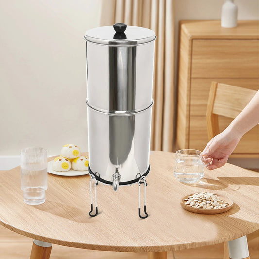 Système de Filtration d’Eau par Gravité – 2,25 Gallons en Acier Inoxydable avec 2 Filtres à Charbon Chargés à l’Argent Ma boutique