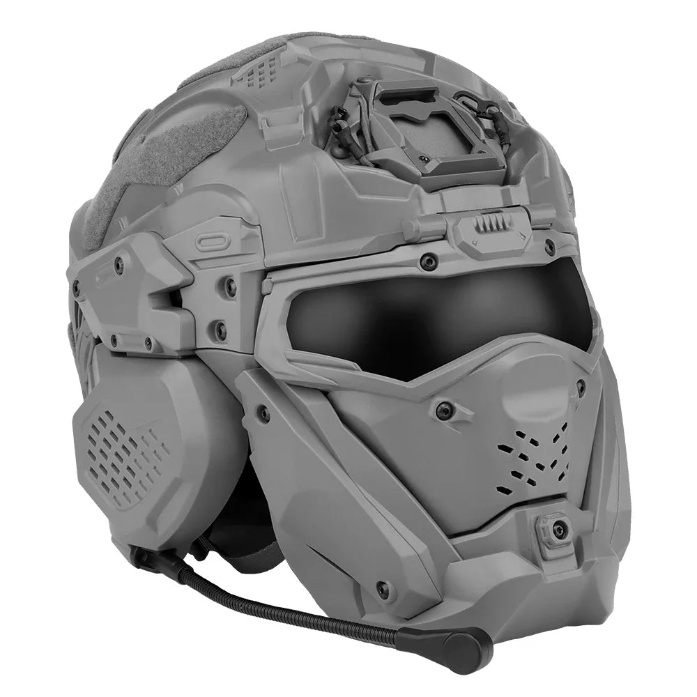 Casque tactique W-Ronin Assault II avec casque intégré, ventilateur anti-buée, masque rabattable et lentille de remplacement Ma boutique