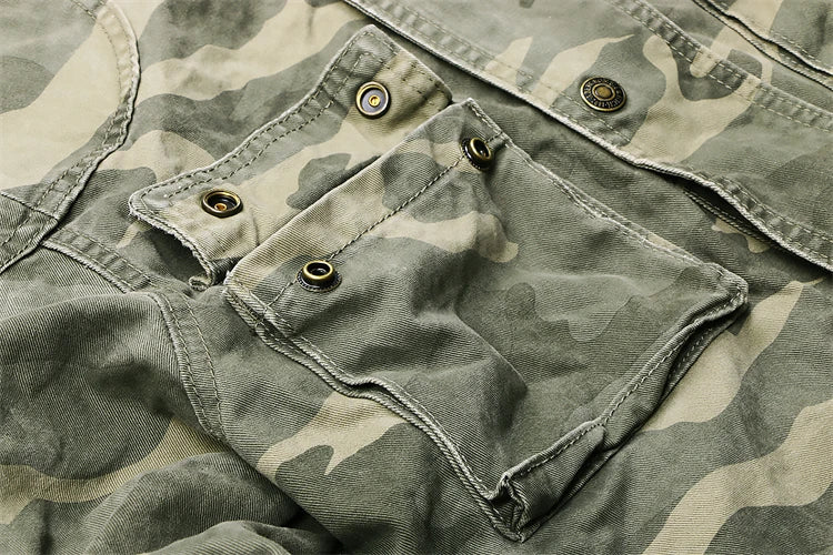 Casual Camouflage Cargo Jacket Mens Cotton Multi Pocket Tactical Coats Stand Collar Fashion Vintage Autumn Bomber Outwear BLACKBEARD OUTDOOR INDUSTRIES
