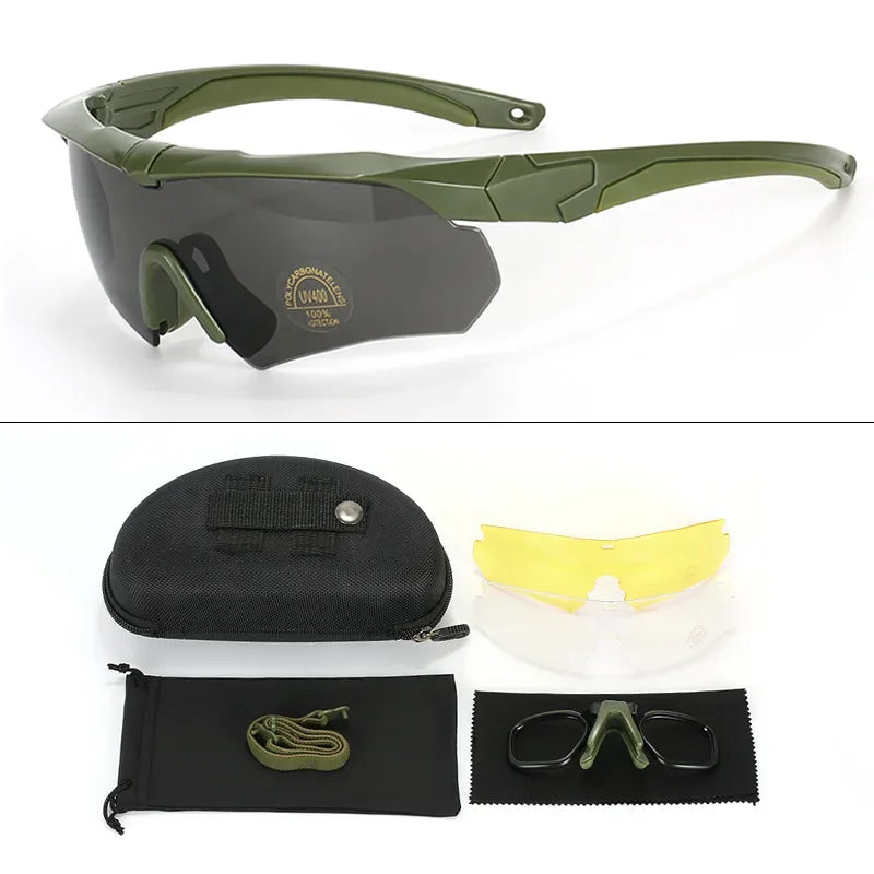 Lunettes Tactiques Militaires 3 Verres HD – Anti-UV, Anti-Choc, Airsoft, Moto, Randonnée - BLACKBEARD OUTDOOR INDUSTRIES