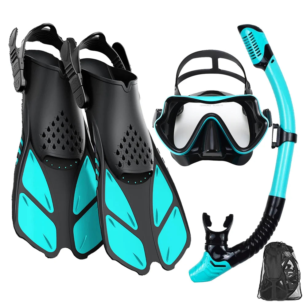 JoyMaySun Set Masque, Palmes et Tuba Adulte – Kit de Plongée Complet avec Sac de Transport - BLACKBEARD OUTDOOR INDUSTRIES