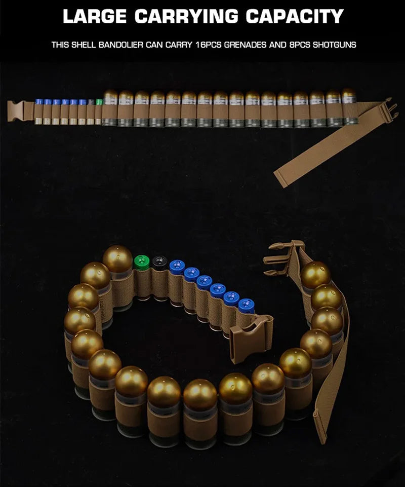 Bandoulière Tactique Ophidian 16-Round – Porte-Grenades et Cartouches de 2ga pour Chasse, Paintball et Activités Outdoor BLACKBEARD OUTDOOR INDUSTRIES