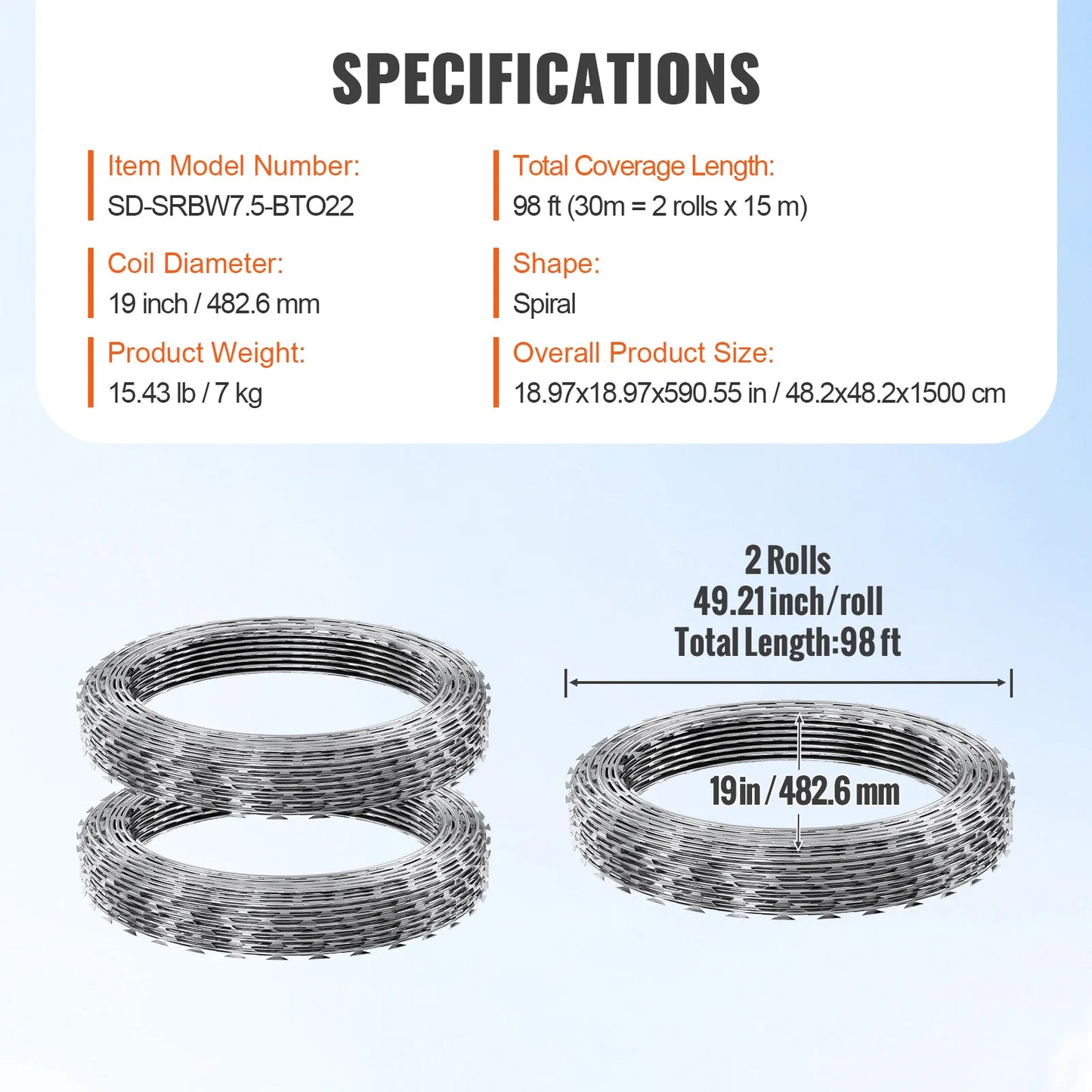 VEVOR Razor Wire – Rouleaux de Fil Barbelé Lames Doubles Spirales Galvanisé pour Clôture et Sécurité Extérieure - BLACKBEARD OUTDOOR INDUSTRIES