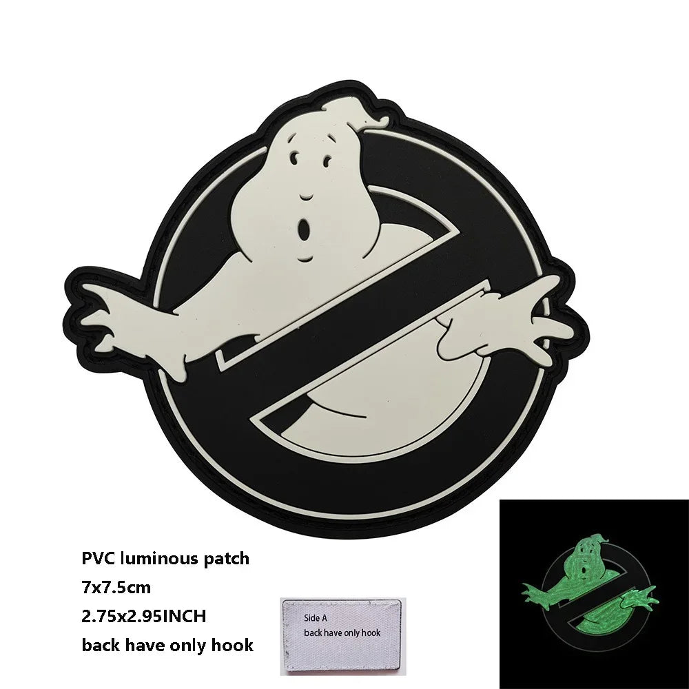 Patch Ghostbuster Rouge Équipe Anti-Fantôme – Broderie Tactique Phosphorescente avec Scratch - BLACKBEARD OUTDOOR INDUSTRIES