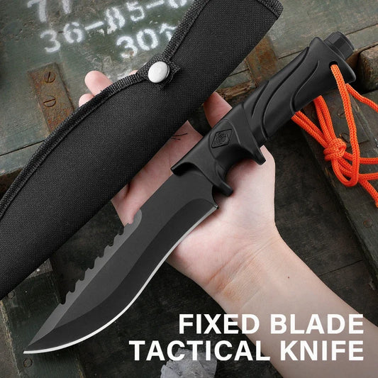 Couteau de Camping et Chasse – Lame fixe droite, tactique Bowie avec étui, Full Tang - BLACKBEARD OUTDOOR INDUSTRIES