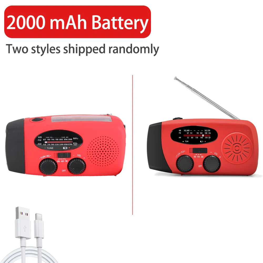 Radio Solaire Rechargeable avec Lampe d’Urgence – Radio AM/FM, LED, Recharge Manuelle et Solaire, Étanche IPX3 Ma boutique