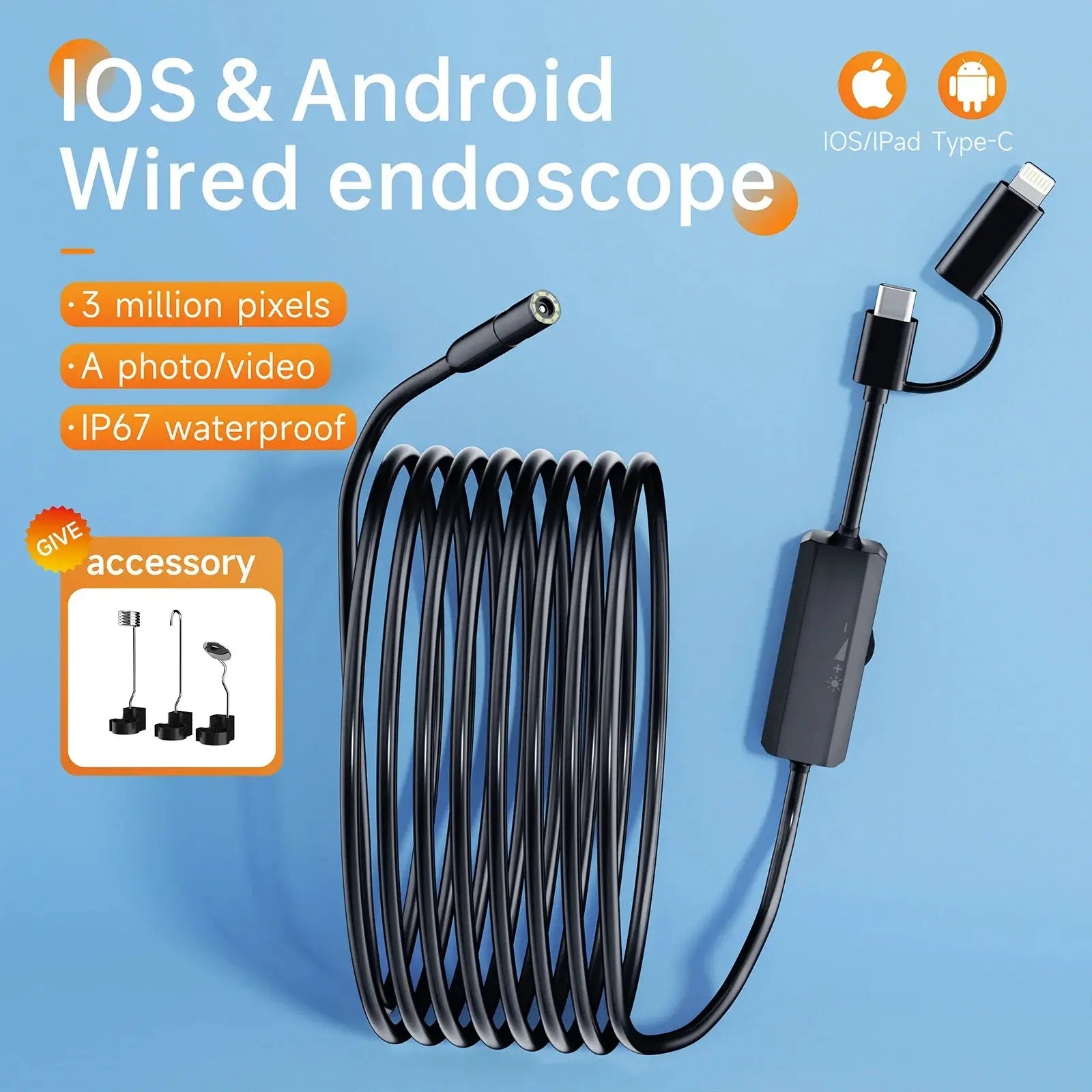 Caméra Endoscope 5.5/8mm pour Smartphone Android & iPhone | Inspection Automobile & Canalisation | Étanche IP67 | HD 3MP Ma boutique