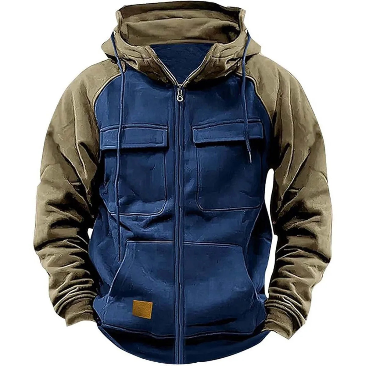 Sweat-shirt Tactique à Capuche pour Homme - Zip, Patchwork, Poches Multiples, Veste de Voyage Automne-Hiver BLACKBEARD OUTDOOR INDUSTRIES