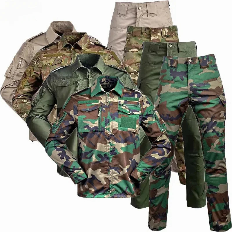 Set de Vêtements Tactiques BDU - Chemise et Pantalon Camouflage pour Entraînement en Plein Air, Randonnée, Chasse, Airsoft, Sniper, Combat, Ghillie Suit - BLACKBEARD OUTDOOR INDUSTRIES