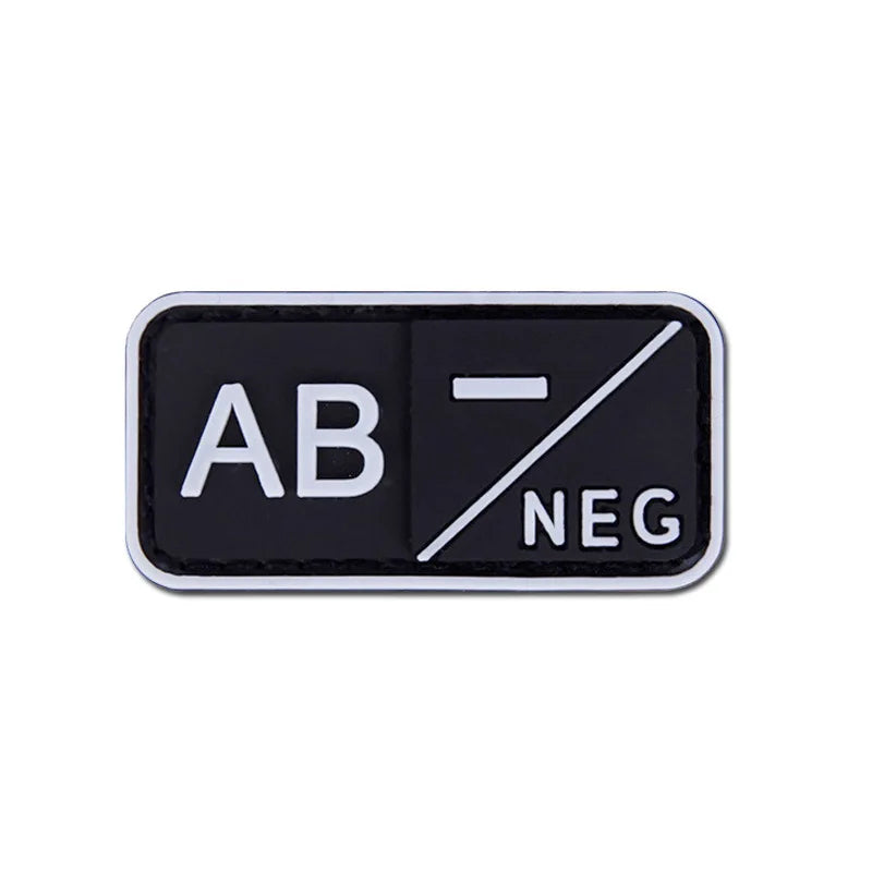 Patch Groupe Sanguin 3D PVC – A B AB O Rh + / - – Écusson Tactique Militaire Hook & Loop 5×2,5 cm - BLACKBEARD OUTDOOR INDUSTRIES
