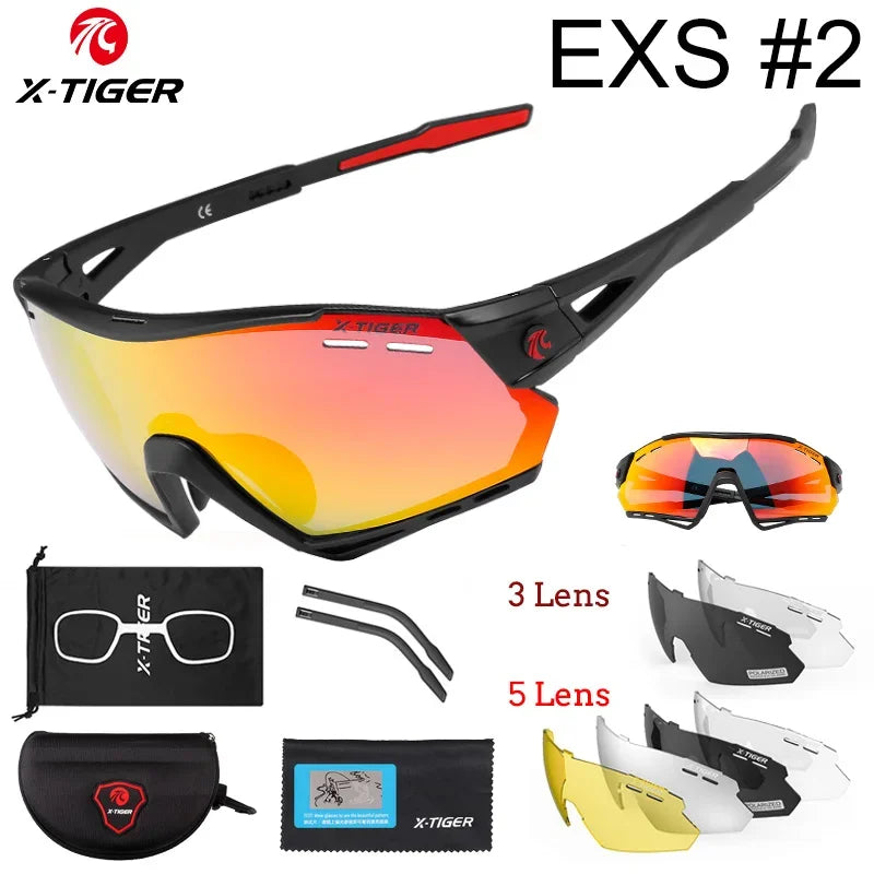 X-TIGER Lunettes de Cyclisme 5 Verres – UV400, Polarisées – Pour Vélo, Running, Pêche & Sports Extérieurs - BLACKBEARD OUTDOOR INDUSTRIES