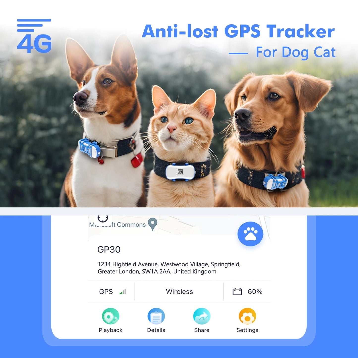 Traceur GPS 4G pour Chien & Chat – Étanche, Localisation en Temps Réel, Son/Lumière, Application Mobile Incluse Ma boutique