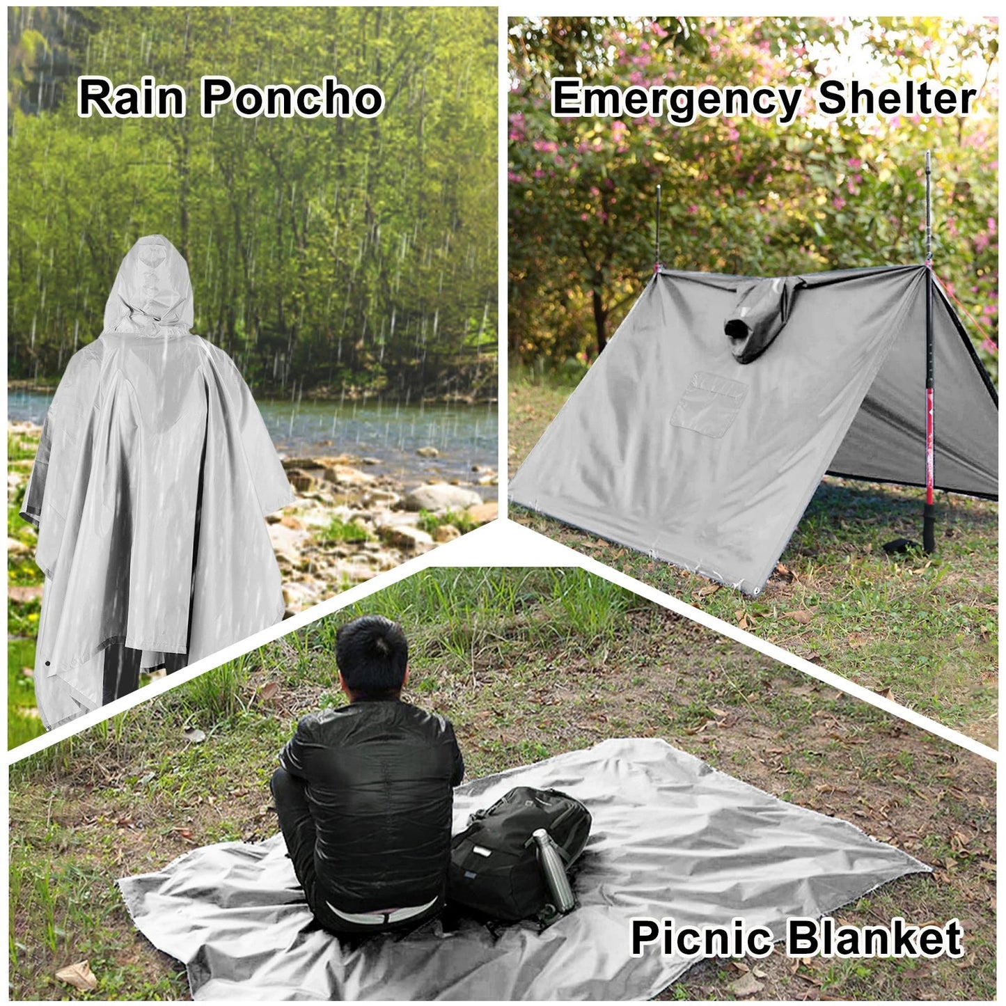 TOMSHOO Poncho de Pluie avec Capuche et Poche – Veste Imperméable Léger pour Hommes et Femmes – Protection Solaire, Idéal pour le Camping et la Randonnée BLACKBEARD OUTDOOR INDUSTRIES
