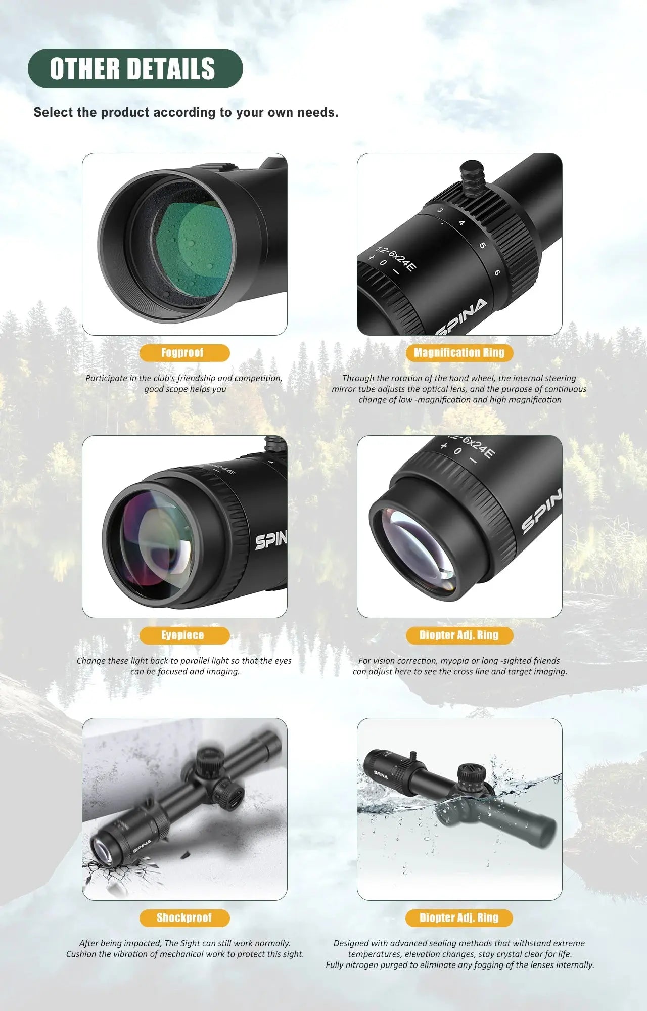 SPINA OPTICS WolfChase LPVO 1.2-6x24 FFP/SFP - Lunette de Tir pour Fusil, Viseur à Point Rouge, Optique de Chasse et CQB Ma boutique