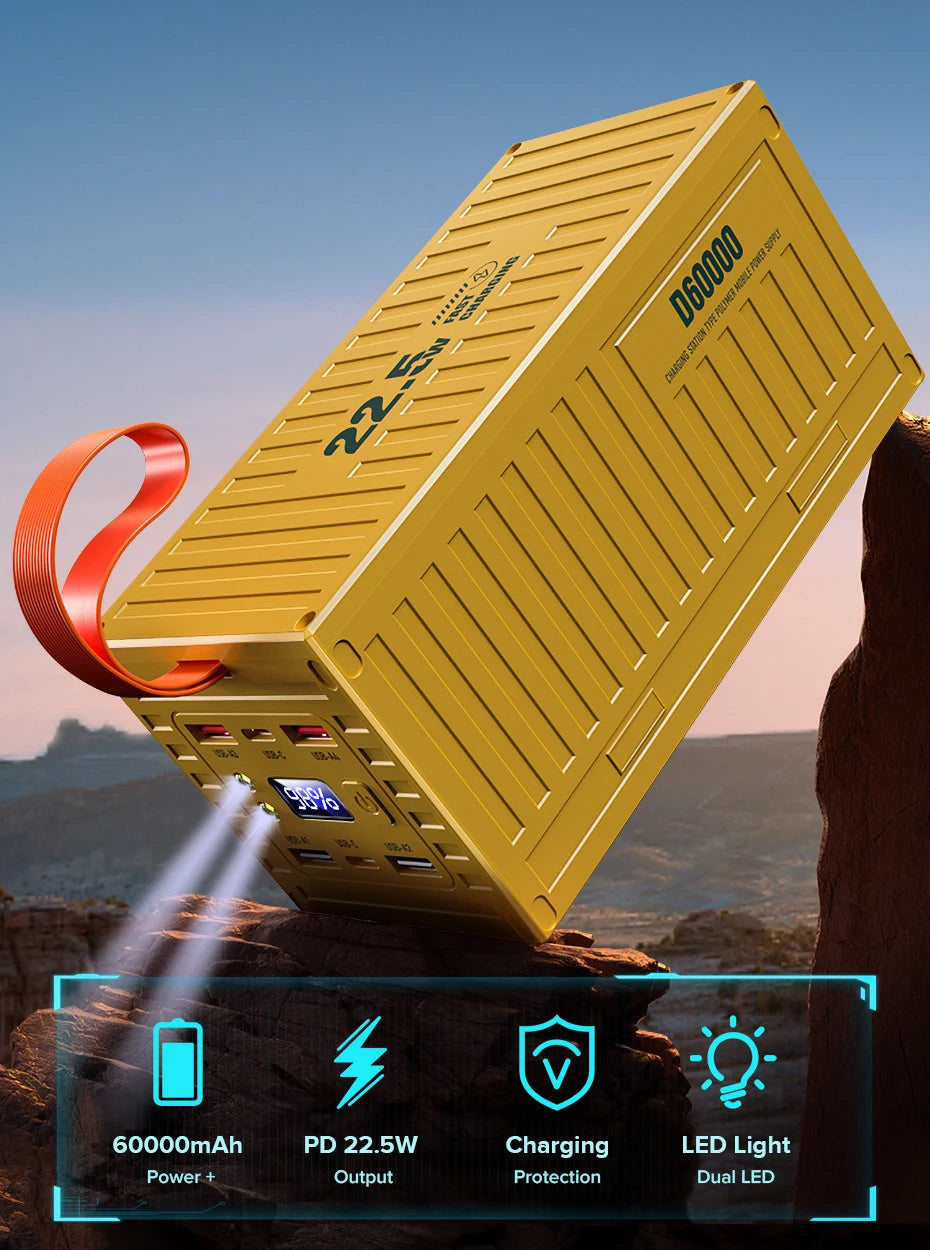 QOOVI 60000mAh Power Bank - Charge Rapide 22.5W PD QC 3.0, Station de Charge Haute Capacité BLACKBEARD OUTDOOR INDUSTRIES