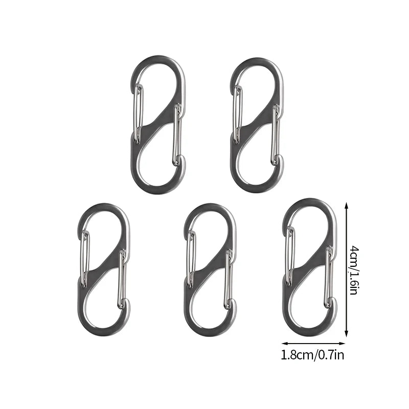 5PCS Mousquetons Tactiques en S – Mini Clip Aluminium Anti-Vol pour Camping & Randonnée - BLACKBEARD OUTDOOR INDUSTRIES