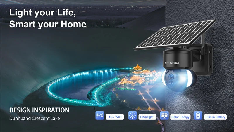 Caméra de Surveillance Solaire 4MP SHIWOJIA – 4G / WiFi | Batterie 7500mAh | PTZ 360° | Vision Nocturne Couleur | Audio Bidirectionnel | Étanche IP65 Ma boutique