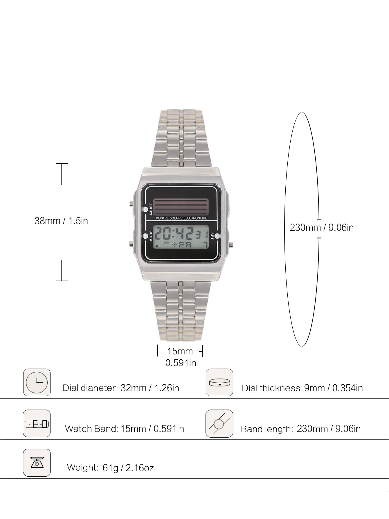 Montre Électronique Solaire Tactique – Carré Compact Unisexe - BLACKBEARD OUTDOOR INDUSTRIES