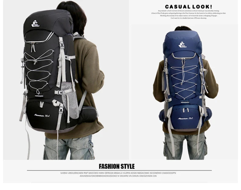 Sac à Dos de Camping 75L - Avec Housse de Pluie - Randonnée, Escalade, Trekking - Unisexe - BLACKBEARD OUTDOOR INDUSTRIES