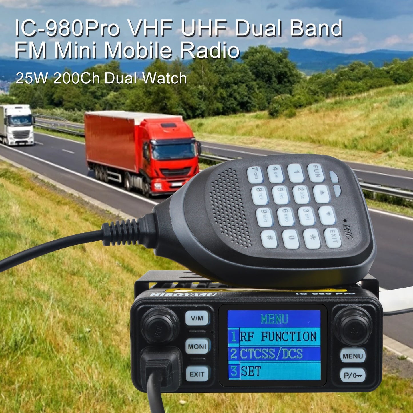 HIROYASU IC-980 Pro – Radio Mobile VHF/UHF Double Bande 25W 200 Canaux - BLACKBEARD OUTDOOR INDUSTRIES